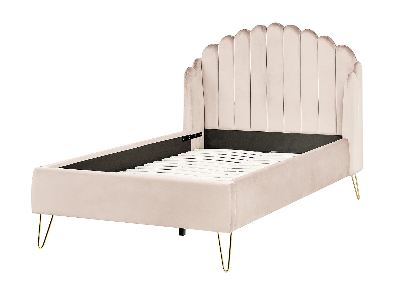 Lit avec sommier Tissu AMBILLOU 120 x 200 cm Beige clair