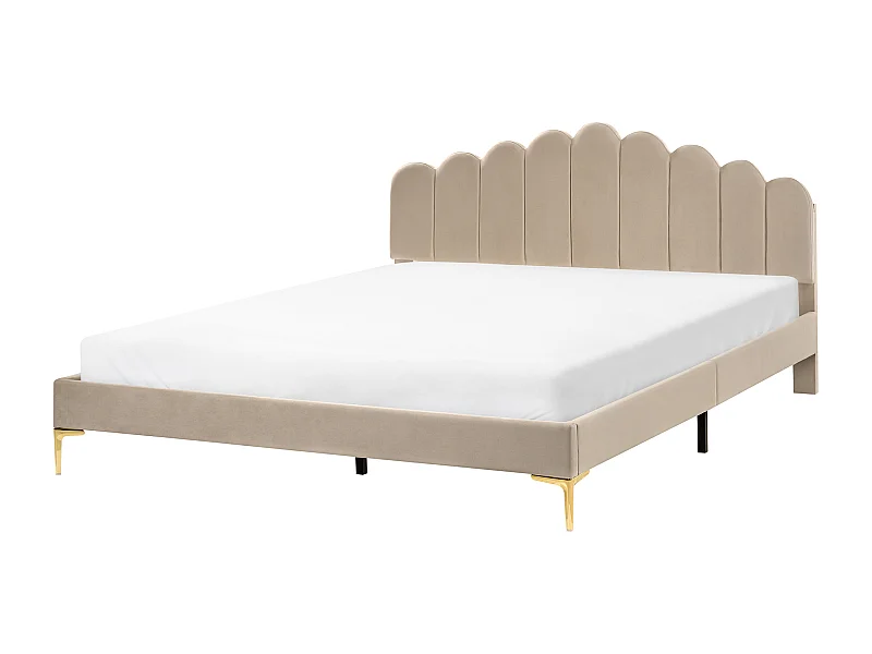 Lit avec sommier Velours SAUVIAN 180 x 200 cm Taupe