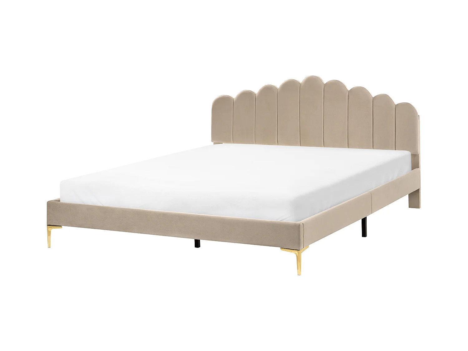 Lit avec sommier Velours SAUVIAN 180 x 200 cm Taupe