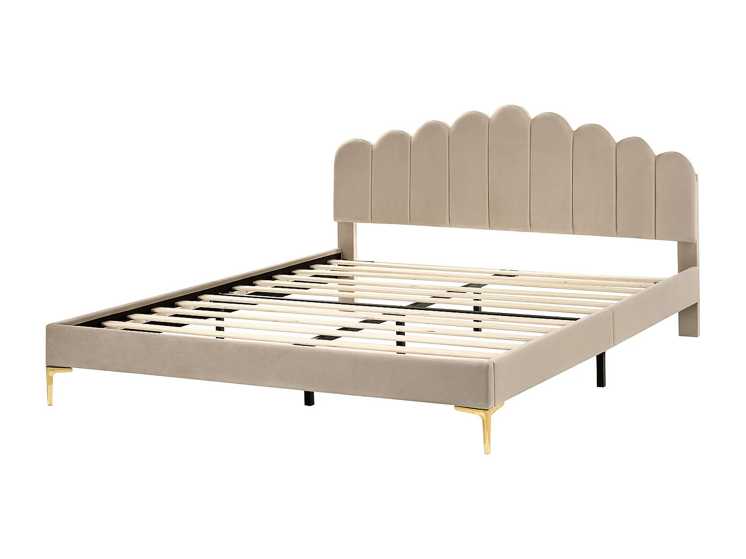 Lit avec sommier Velours SAUVIAN 180 x 200 cm Taupe