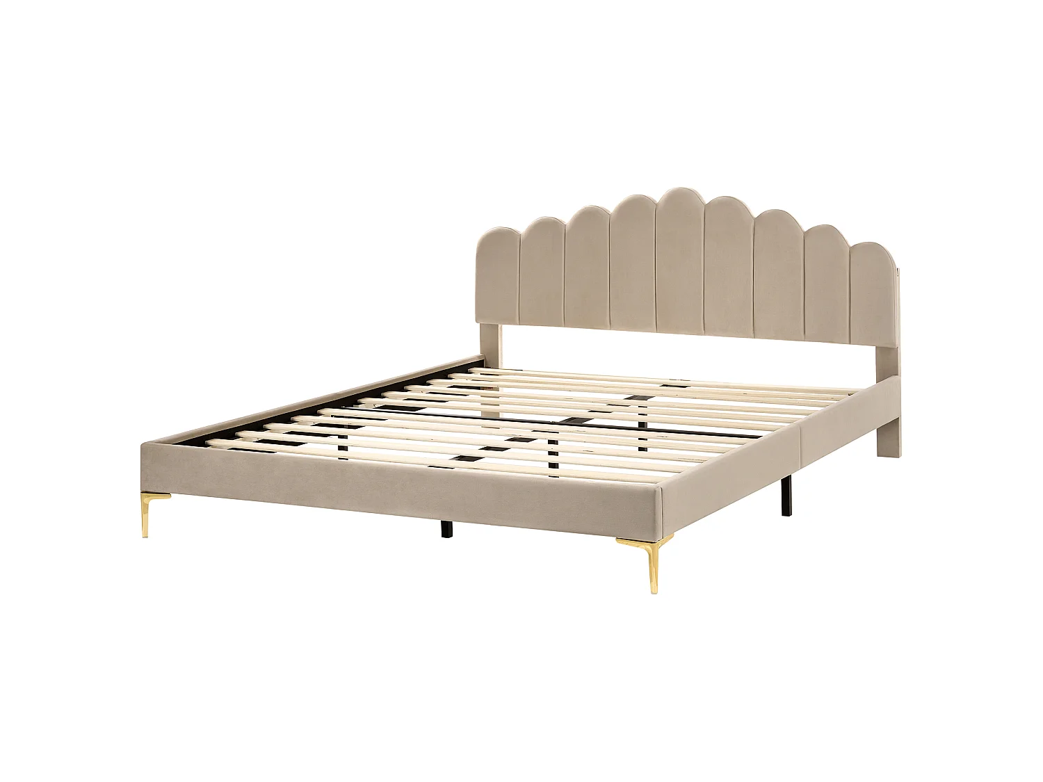 Bed Velvet SAUVIAN 180 x 200 cm (EU Super King) Taupe