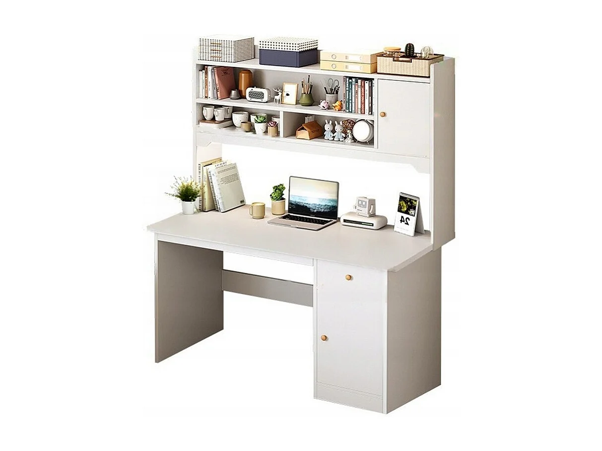 Biurko komputerowe białe loft pod laptop stolik z regałem gamingowe duże