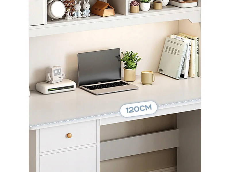 Biurko komputerowe białe loft pod laptop stolik z regałem gamingowe duże