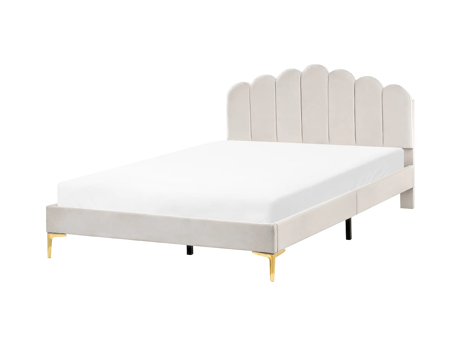 Lit avec sommier Velours SAUVIAN 160 x 200 cm Blanc cassé