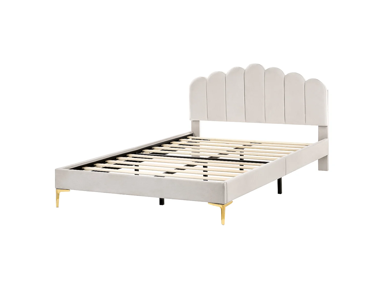 Bed Velvet SAUVIAN 160 x 200 cm (EU King Size) Off-White