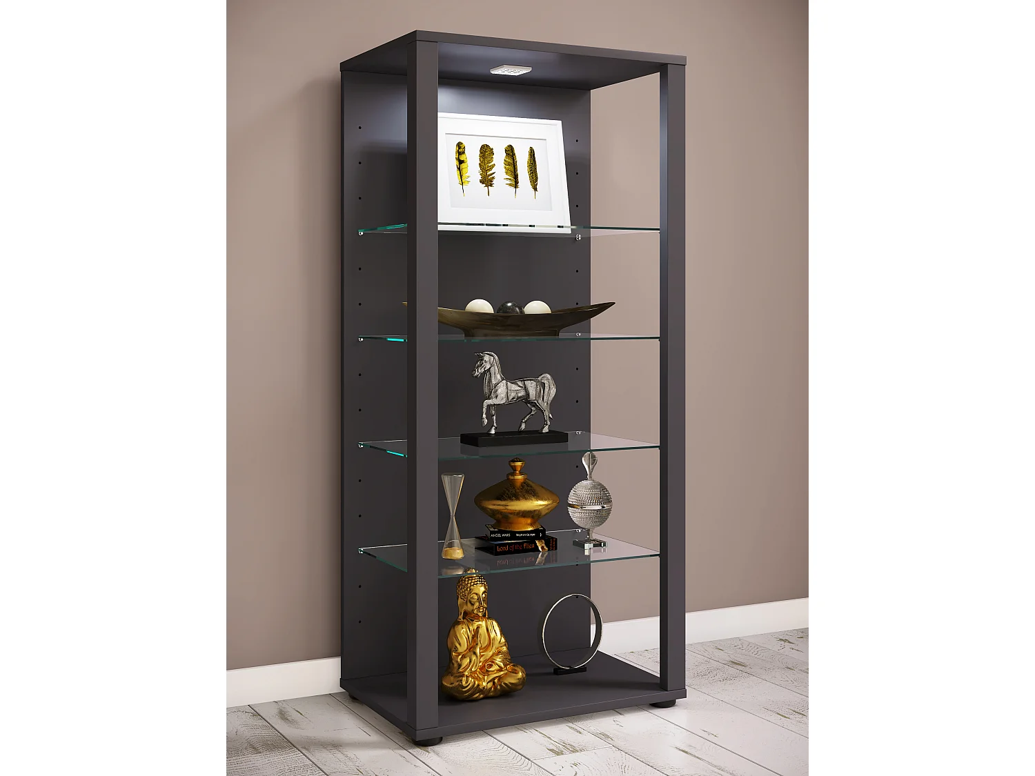 Standing cabinet Glasol Black H. 115 x W. 52 x D. 35 cm