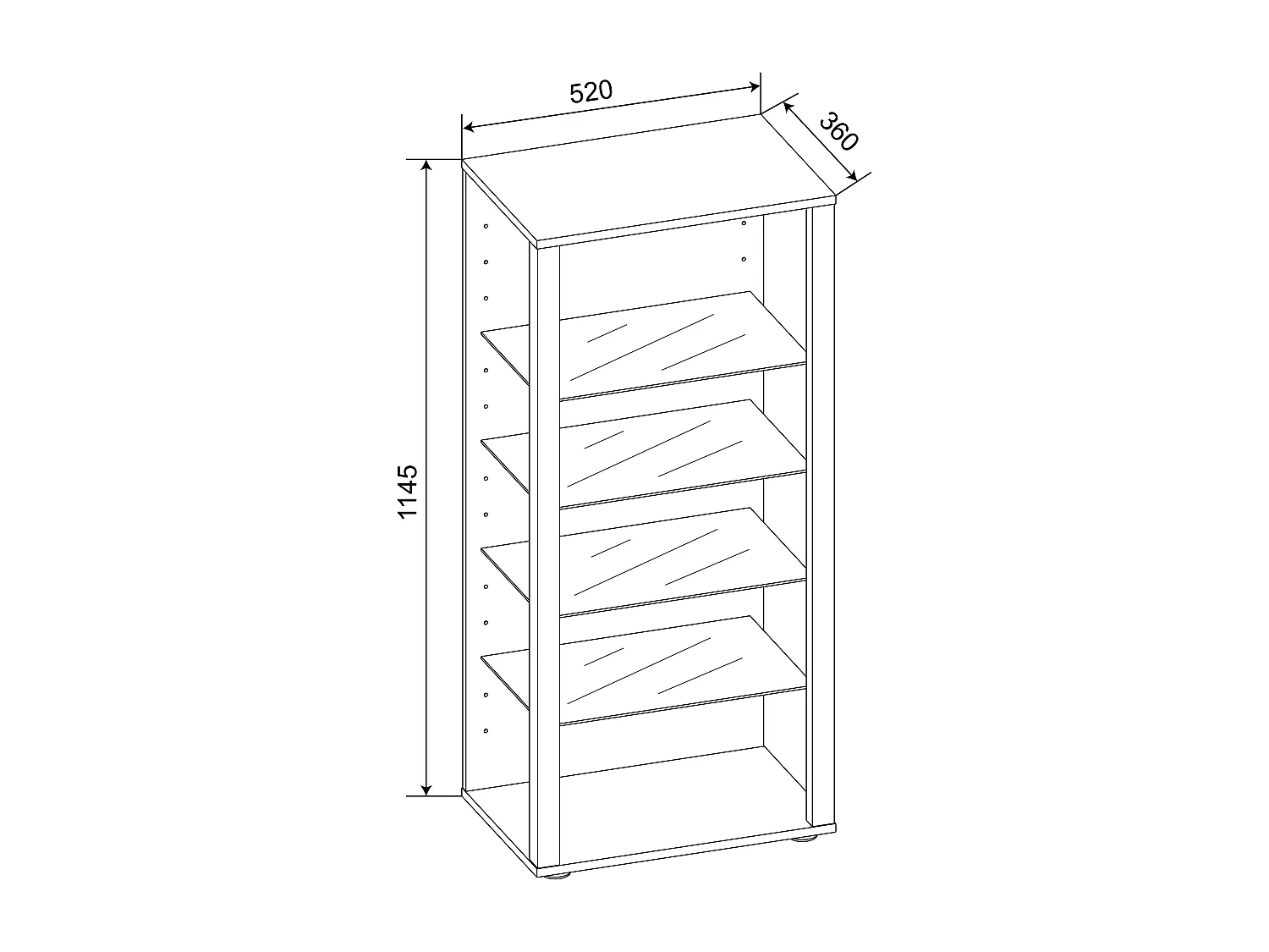 Standing cabinet Glasol Black H. 115 x W. 52 x D. 35 cm