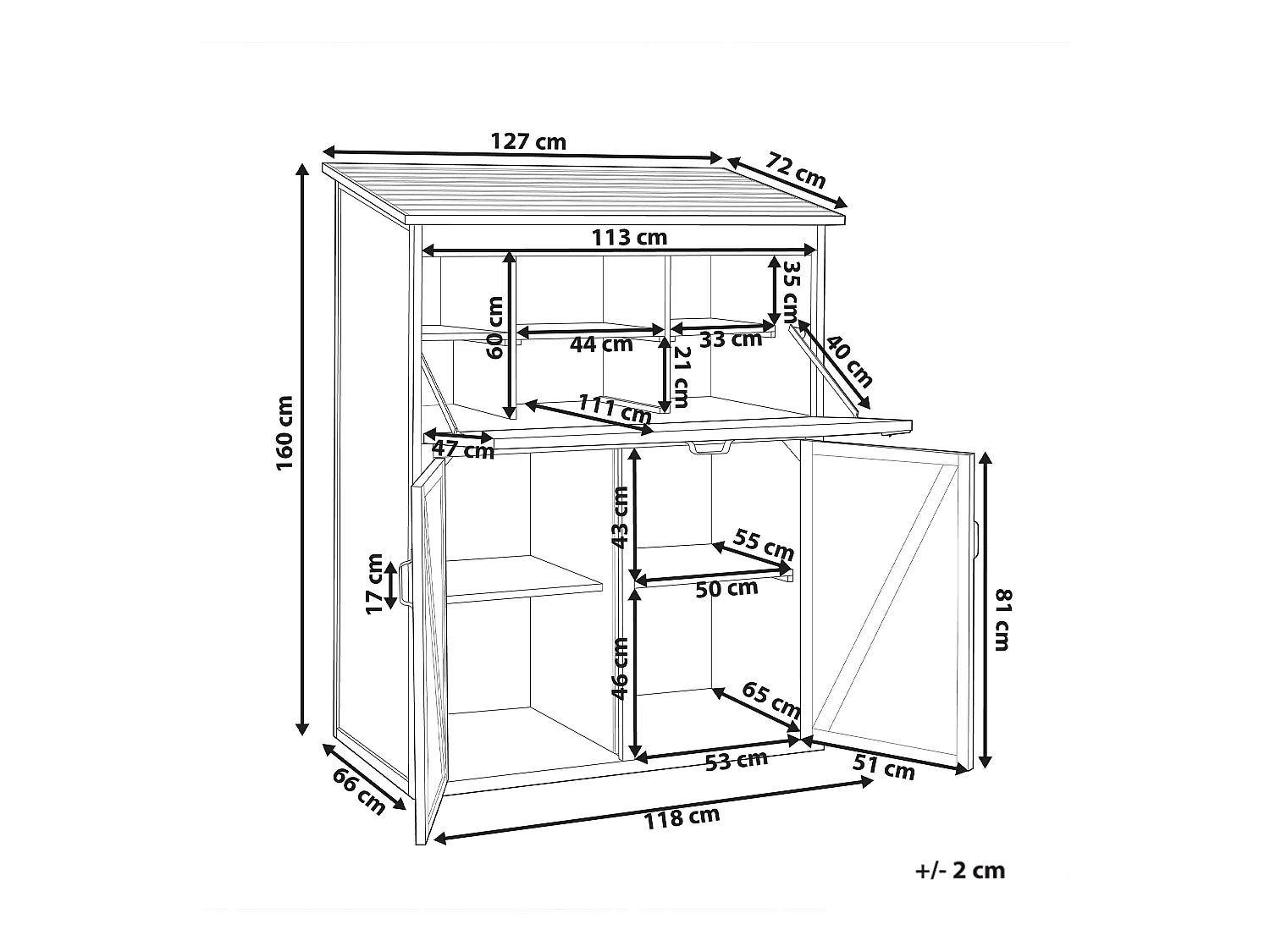 Remise à outils TOFFIA 127 cm 66 cm Marron