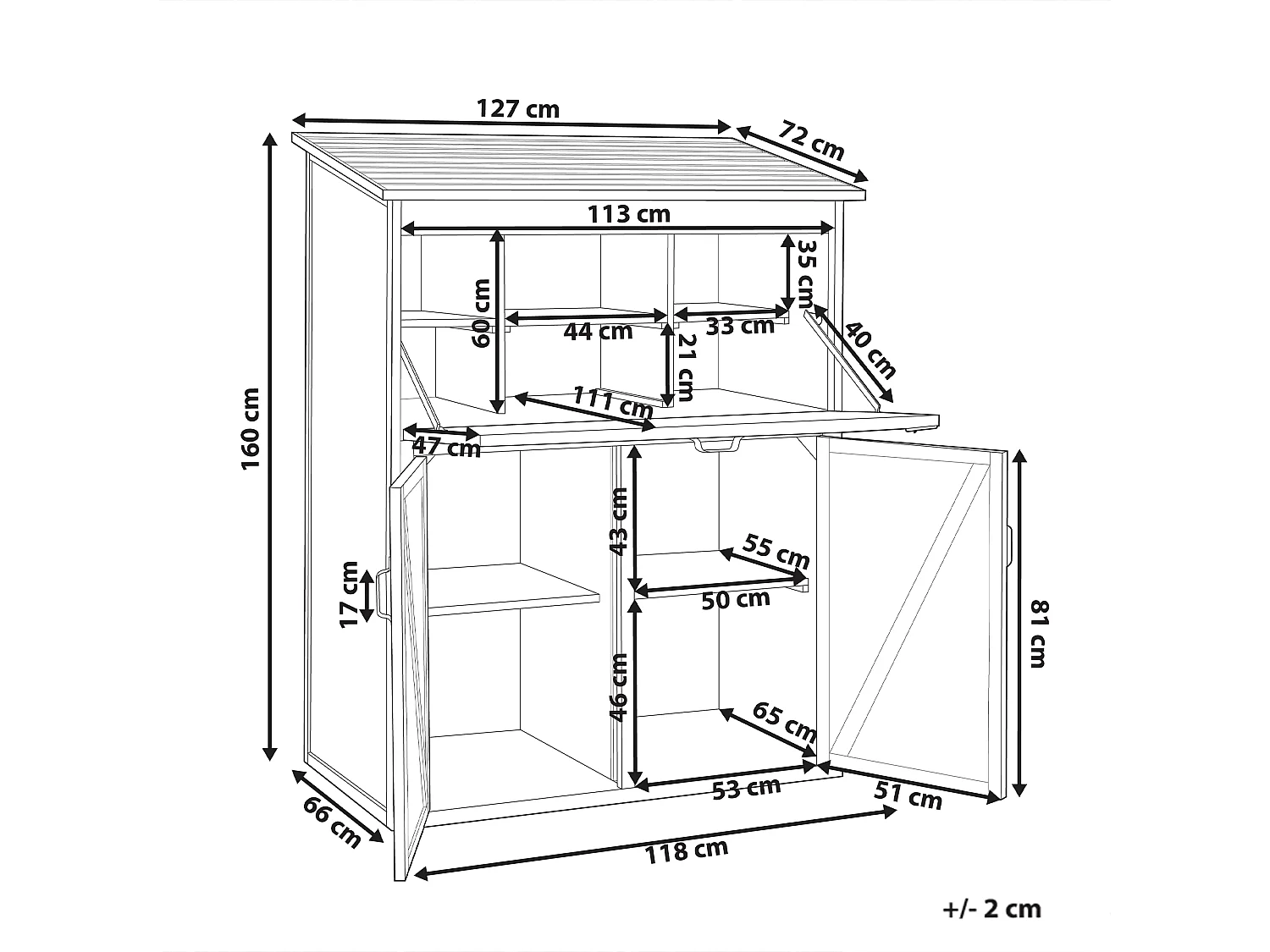 Remise à outils TOFFIA 127 cm 66 cm Marron