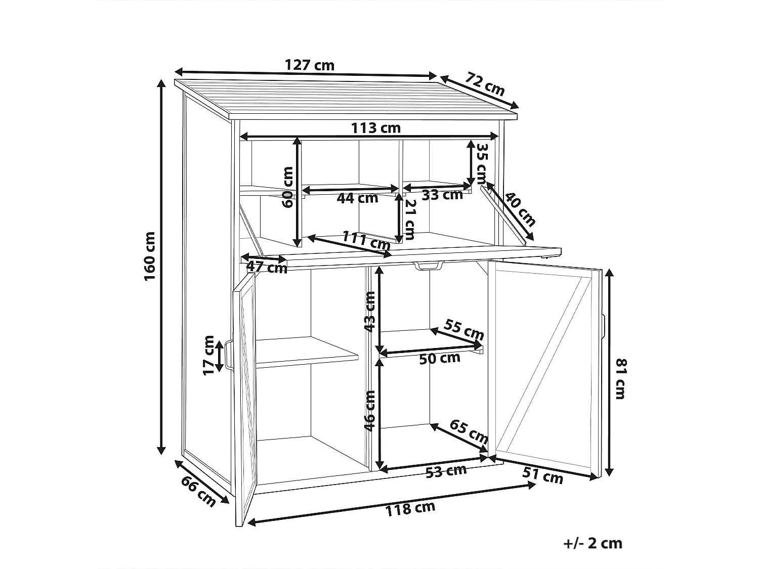 Remise à outils TOFFIA 127 cm 66 cm Marron