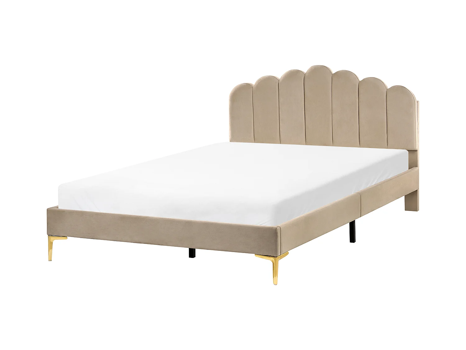 Lit avec sommier Velours SAUVIAN 160 x 200 cm Taupe