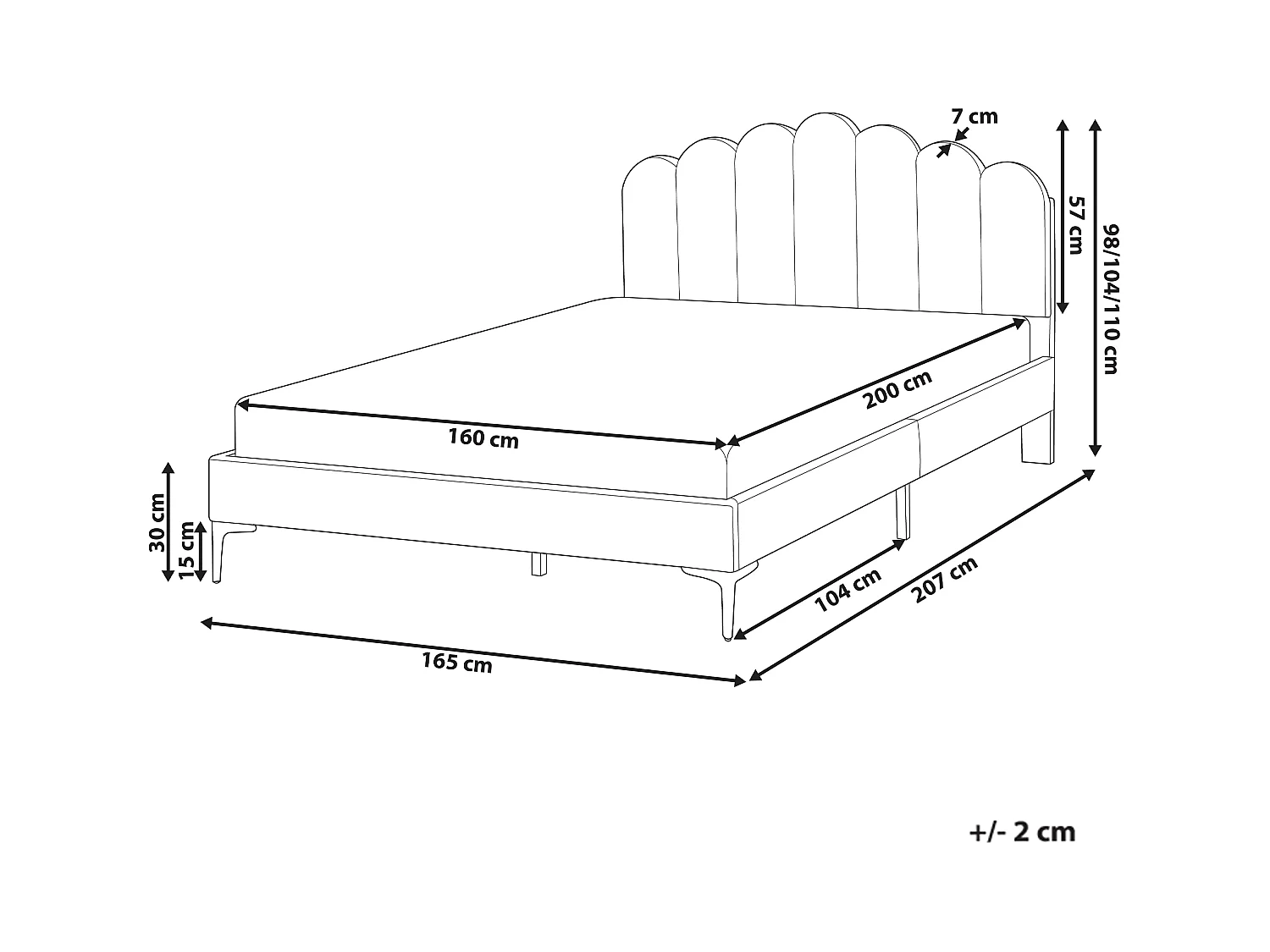 Lit avec sommier Velours SAUVIAN 160 x 200 cm Taupe