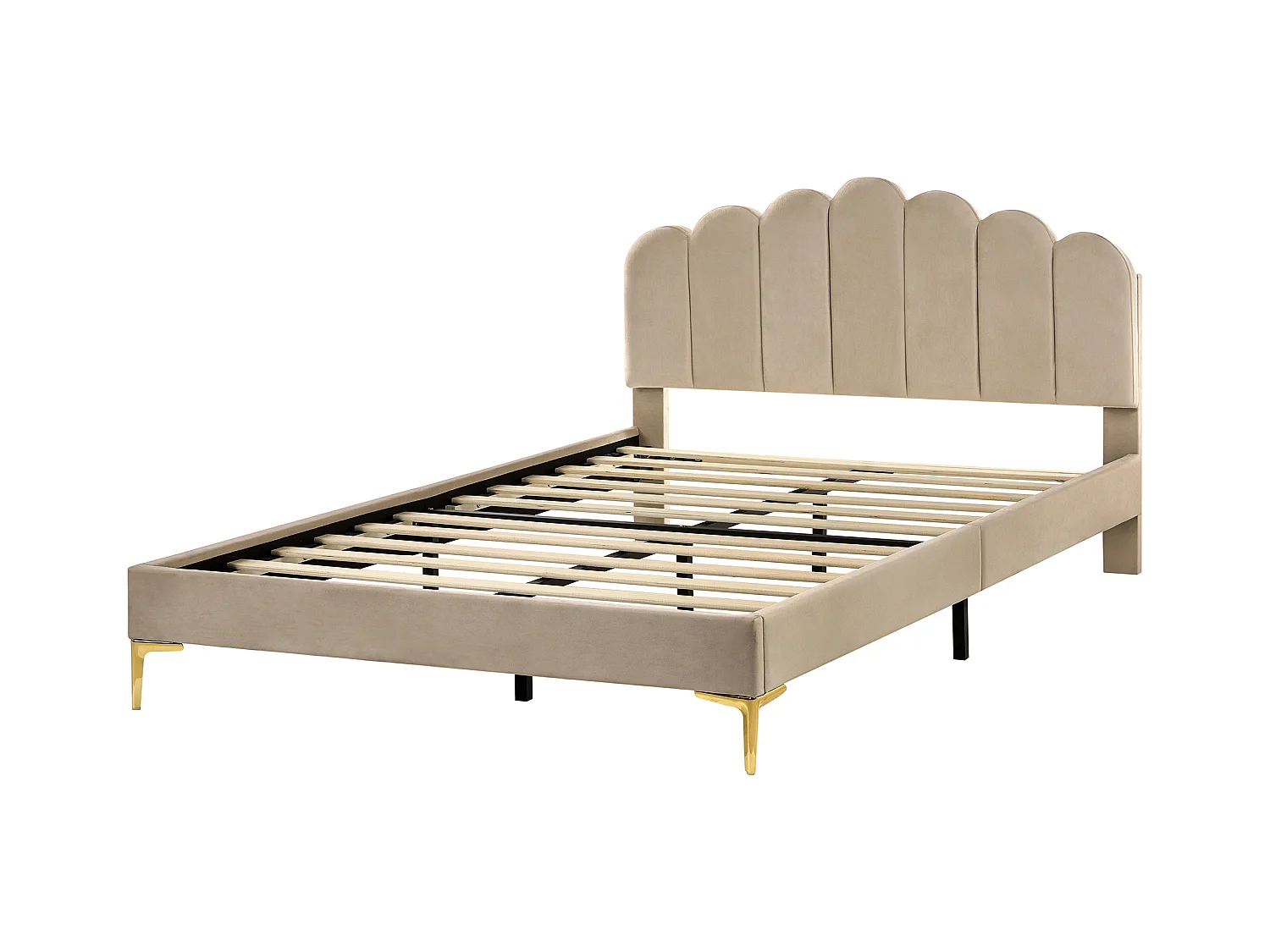 Lit avec sommier Velours SAUVIAN 160 x 200 cm Taupe