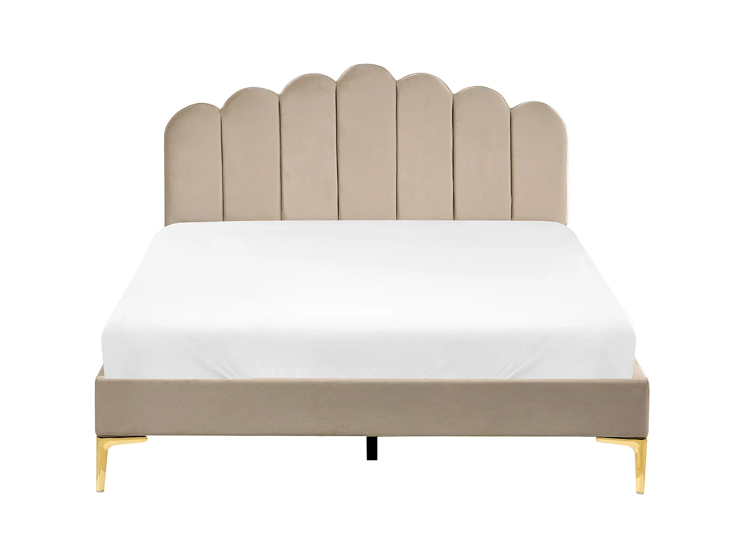 Lit avec sommier Velours SAUVIAN 160 x 200 cm Taupe