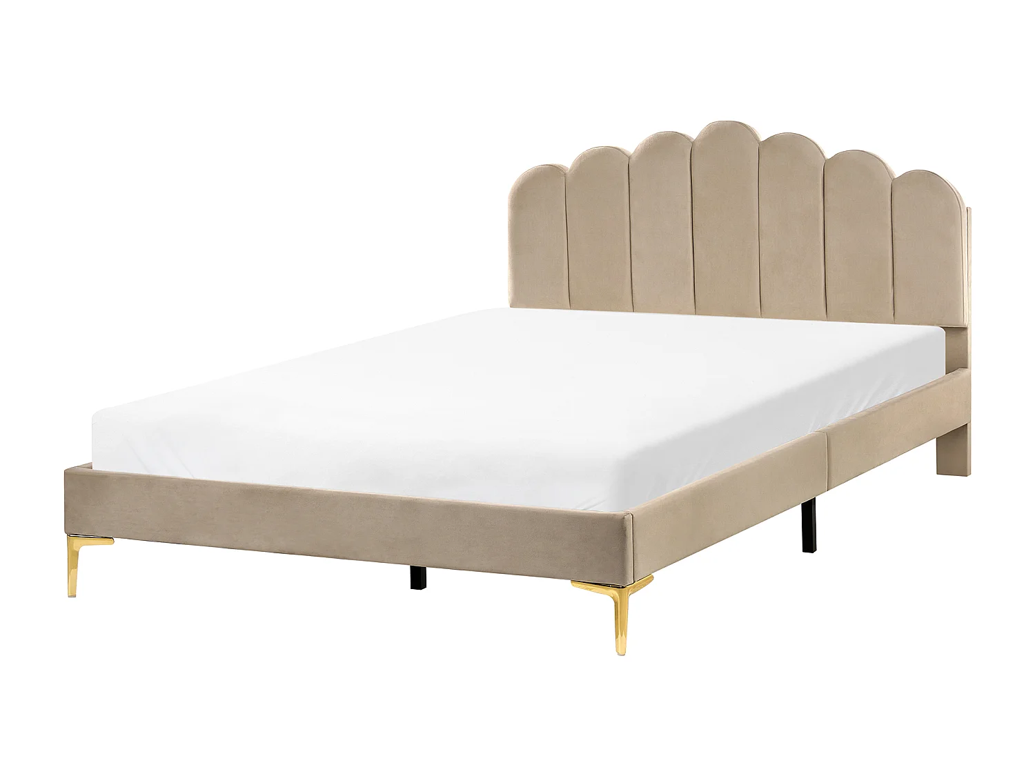 Lit avec sommier Velours SAUVIAN 160 x 200 cm Taupe