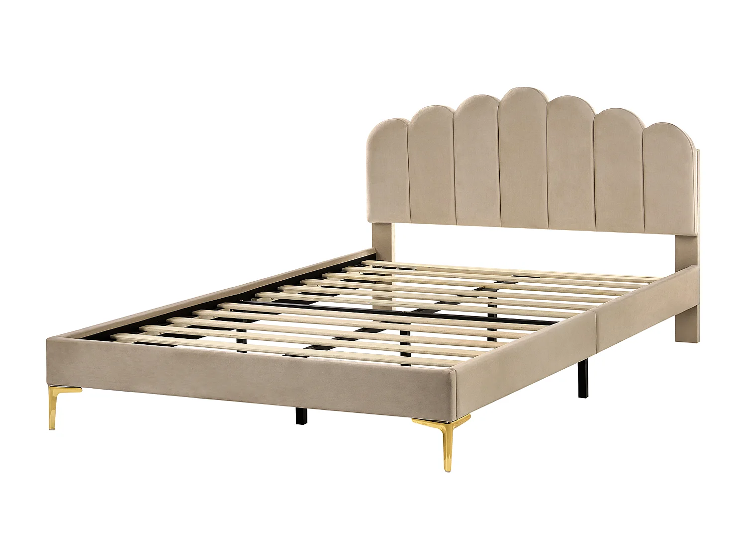 Lit avec sommier Velours SAUVIAN 160 x 200 cm Taupe