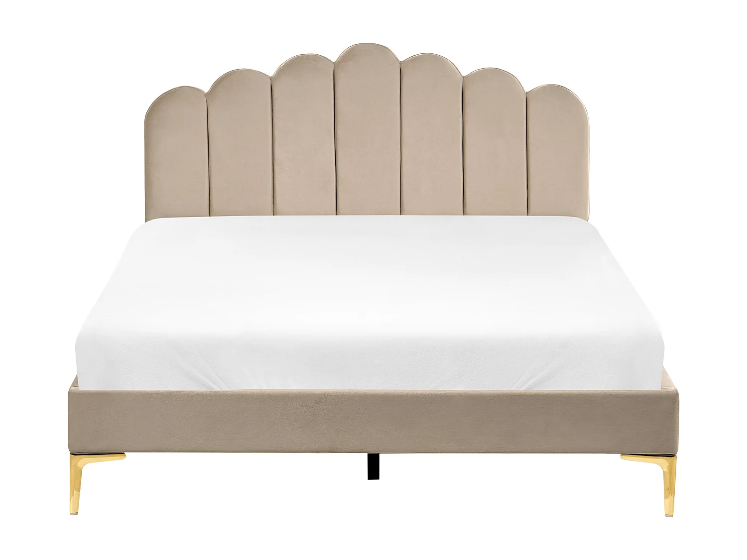 Lit avec sommier Velours SAUVIAN 160 x 200 cm Taupe