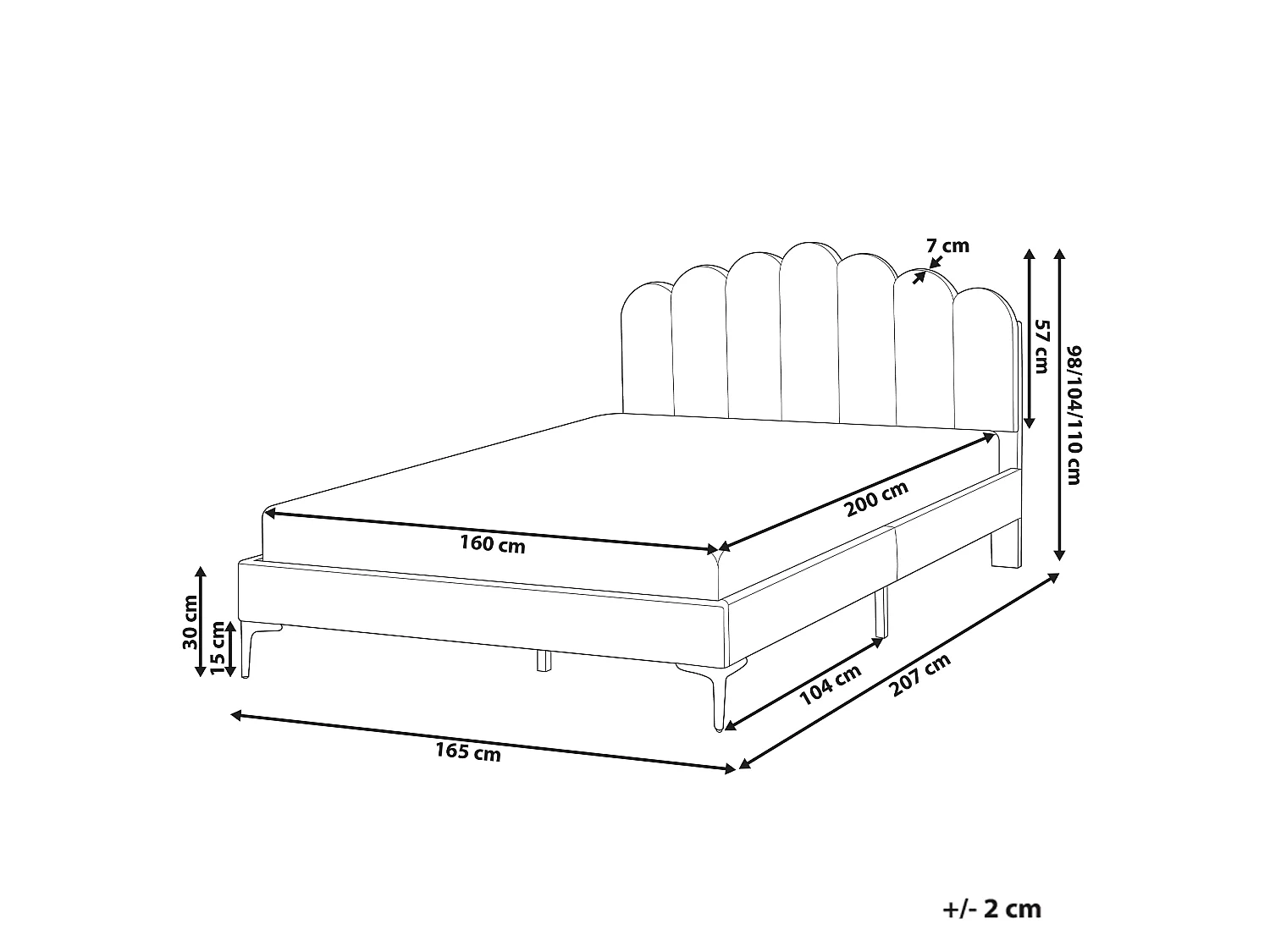 Bed Velvet SAUVIAN 160 x 200 cm (EU King Size) Taupe