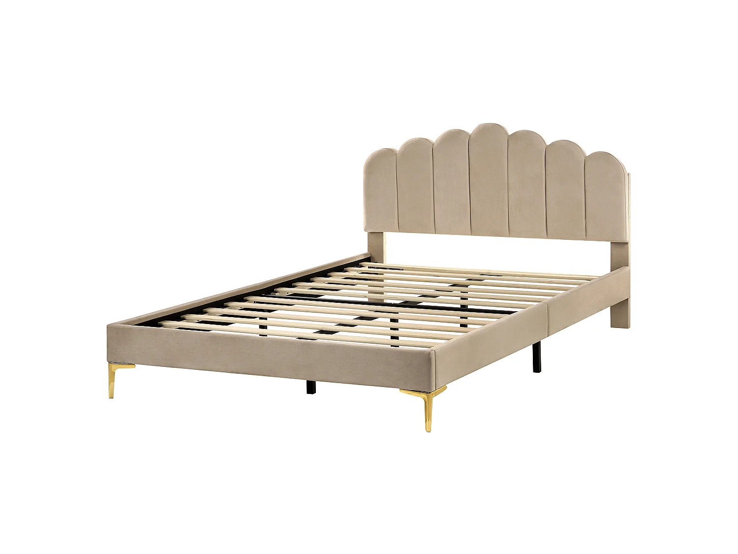 Bed Velvet SAUVIAN 160 x 200 cm (EU King Size) Taupe