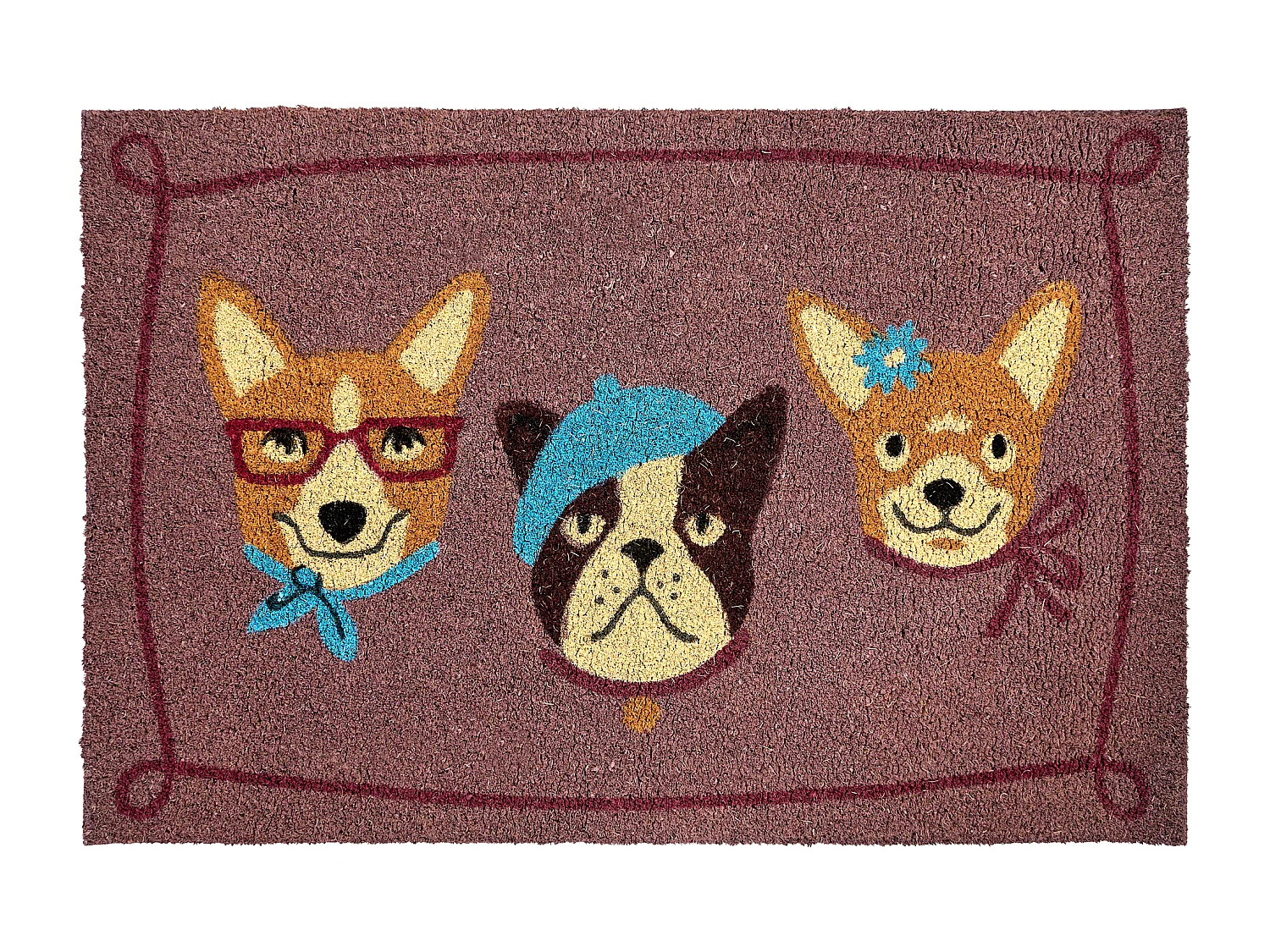 Paillasson BABABU Multicolore 60 x 90 cm Chien Fibre de coco