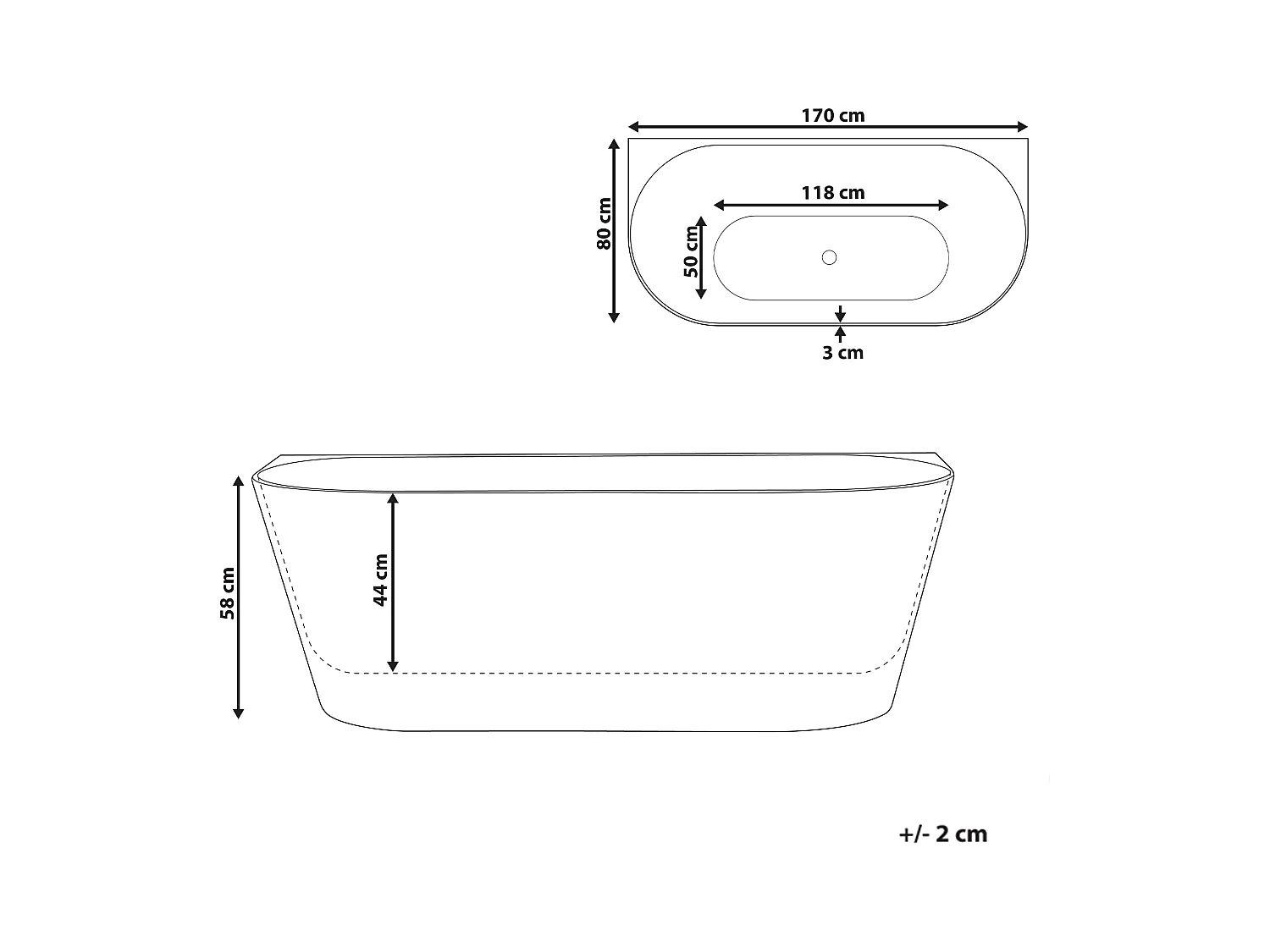Baignoire RENACA 170 x 79 cm Blanc