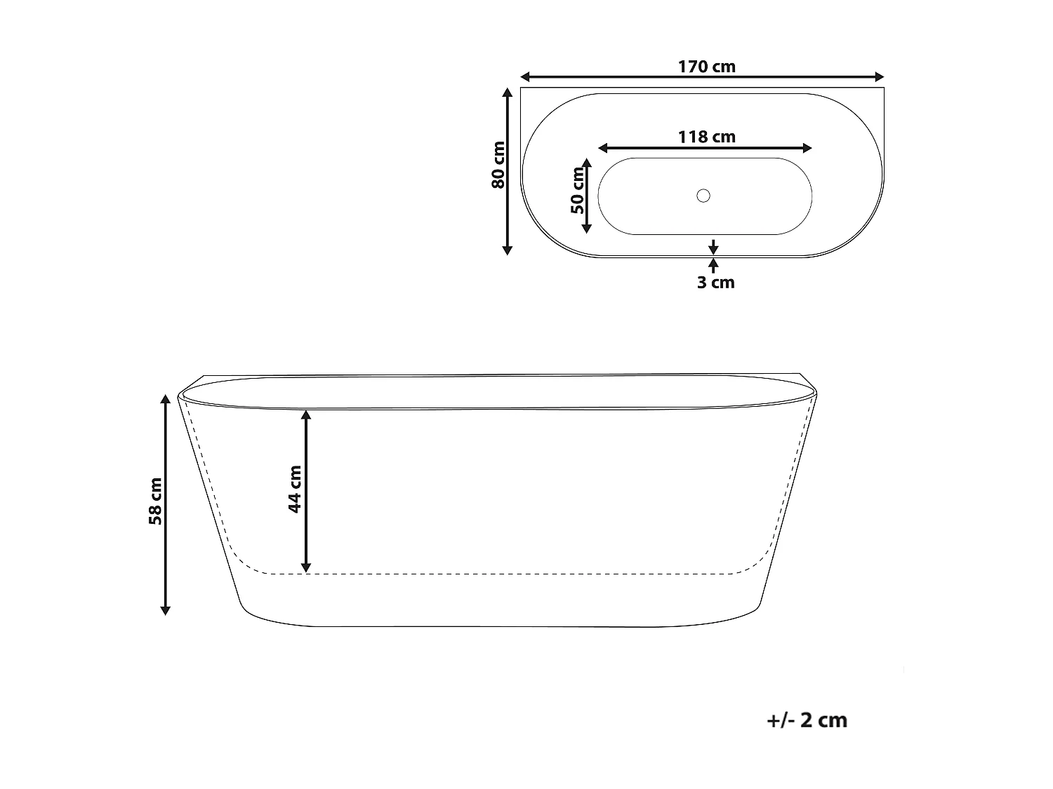 Baignoire RENACA 170 x 79 cm Blanc