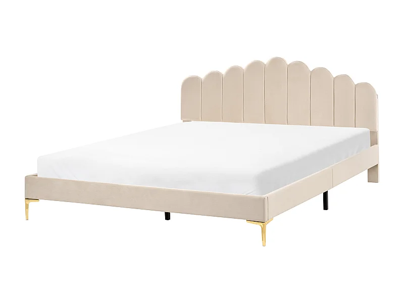 Lit avec sommier Velours SAUVIAN 180 x 200 cm Beige