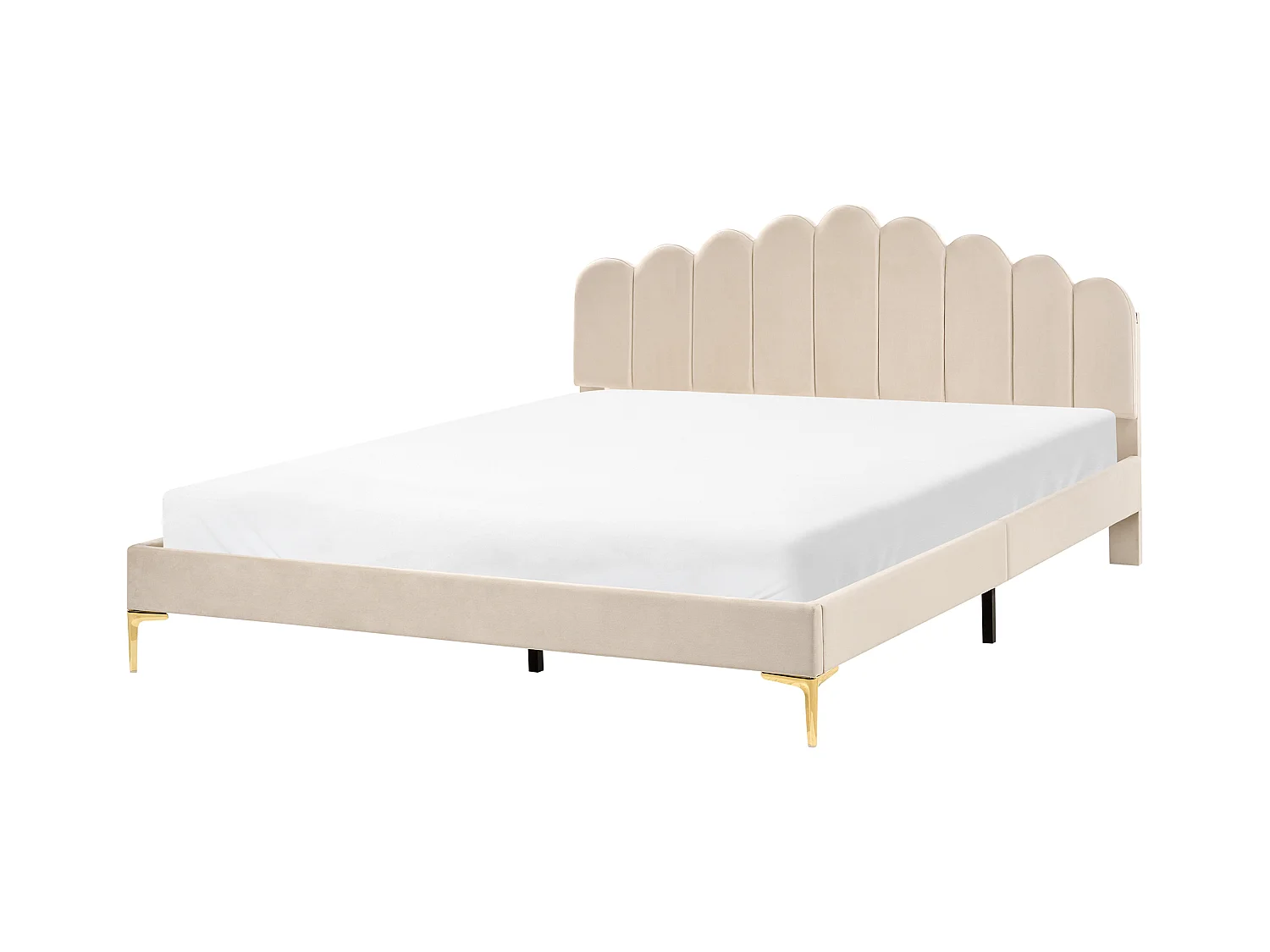 Lit avec sommier Velours SAUVIAN 180 x 200 cm Beige