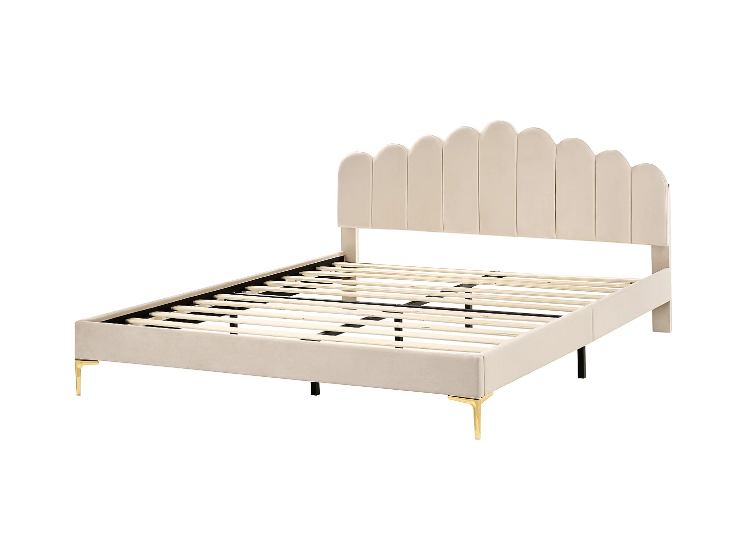 Lit avec sommier Velours SAUVIAN 180 x 200 cm Beige