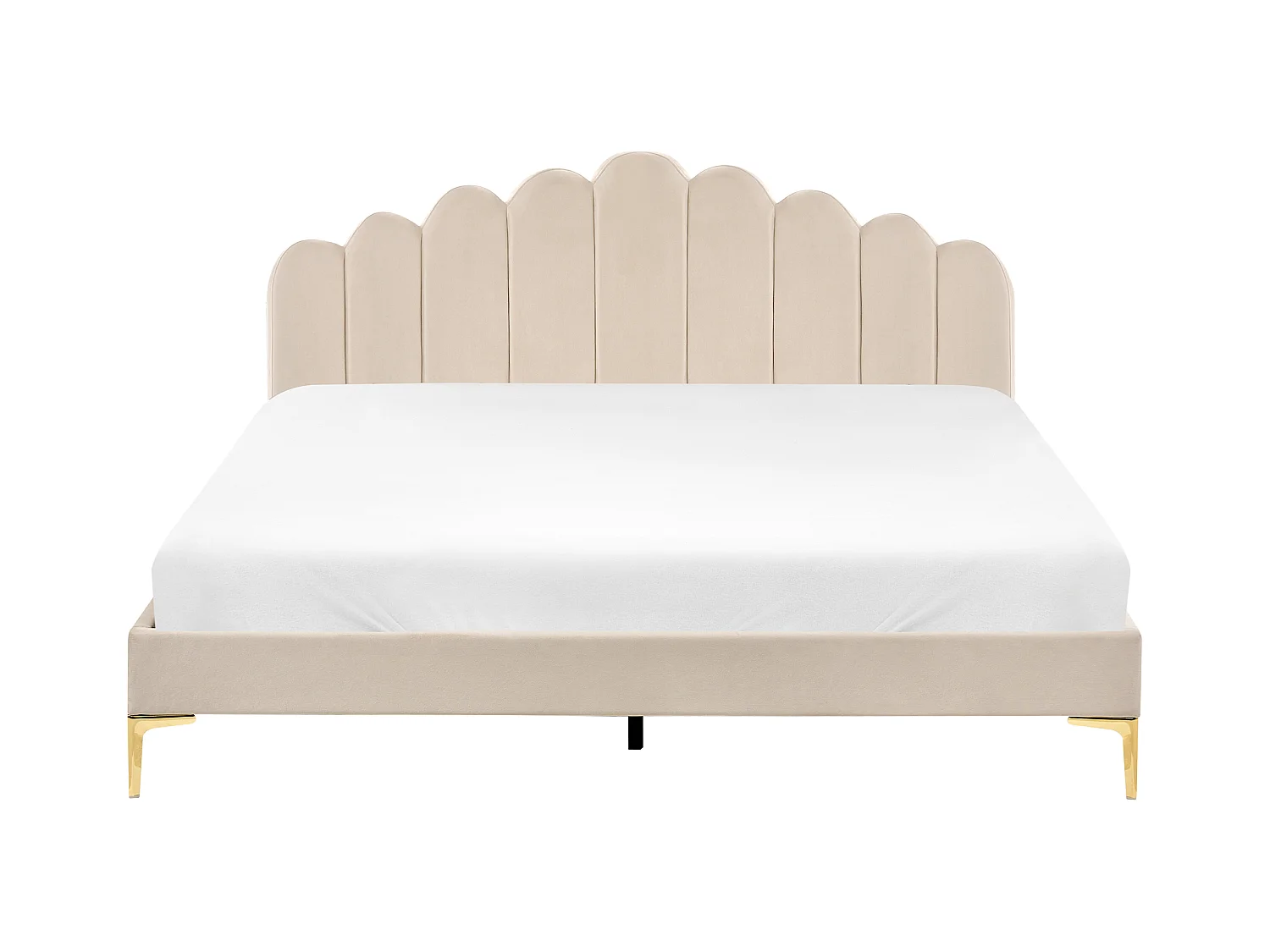 Lit avec sommier Velours SAUVIAN 180 x 200 cm Beige