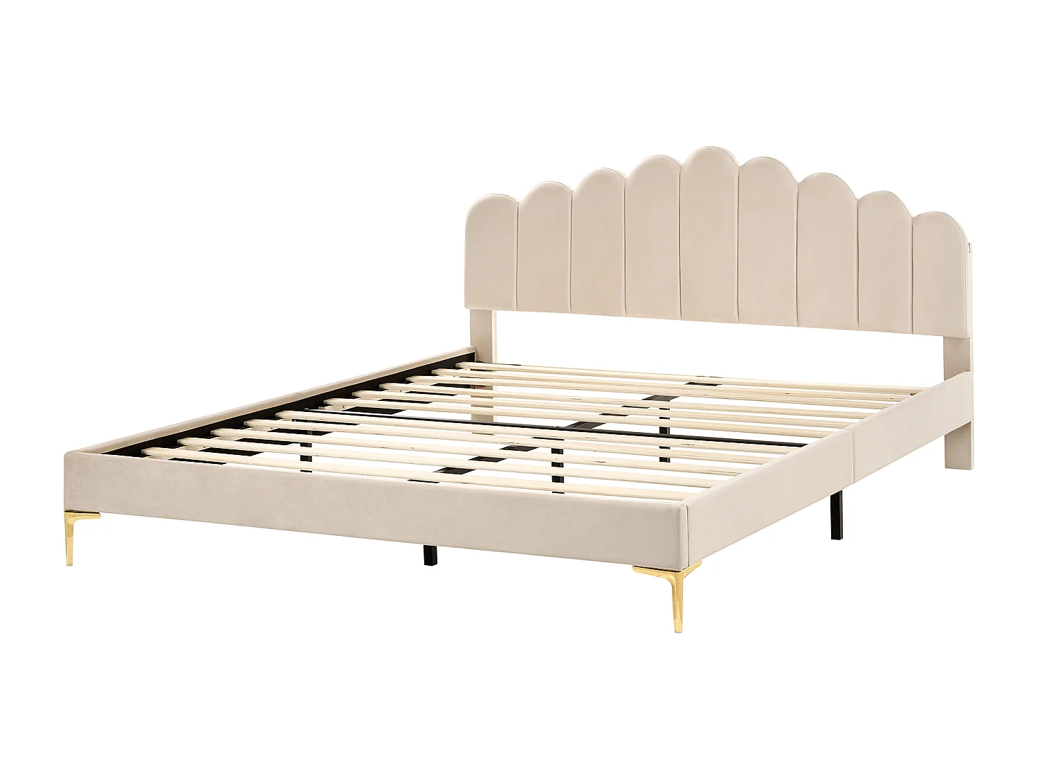 Lit avec sommier Velours SAUVIAN 180 x 200 cm Beige