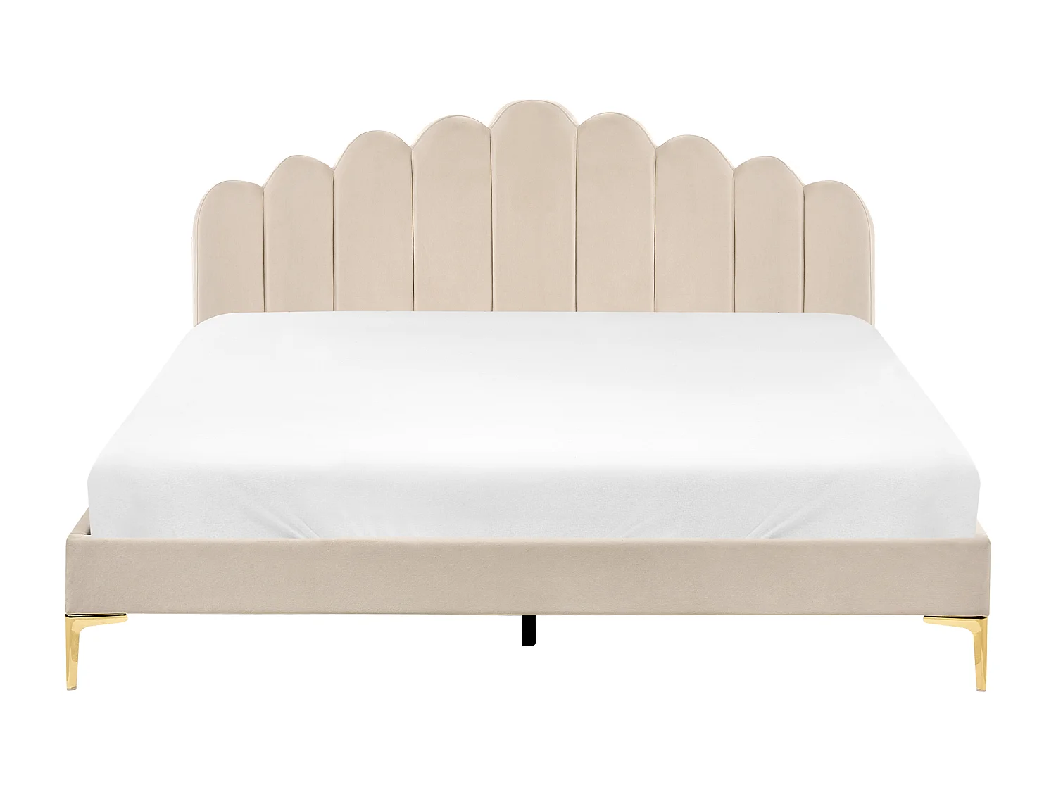 Lit avec sommier Velours SAUVIAN 180 x 200 cm Beige