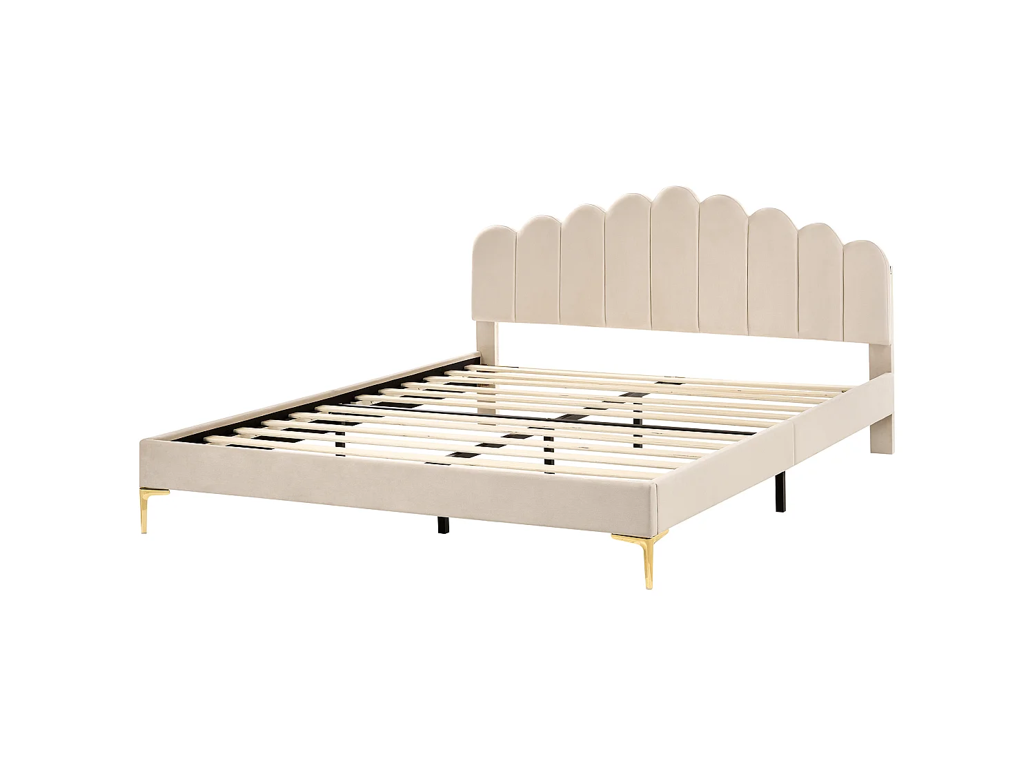 Lit avec sommier Velours SAUVIAN 180 x 200 cm Beige
