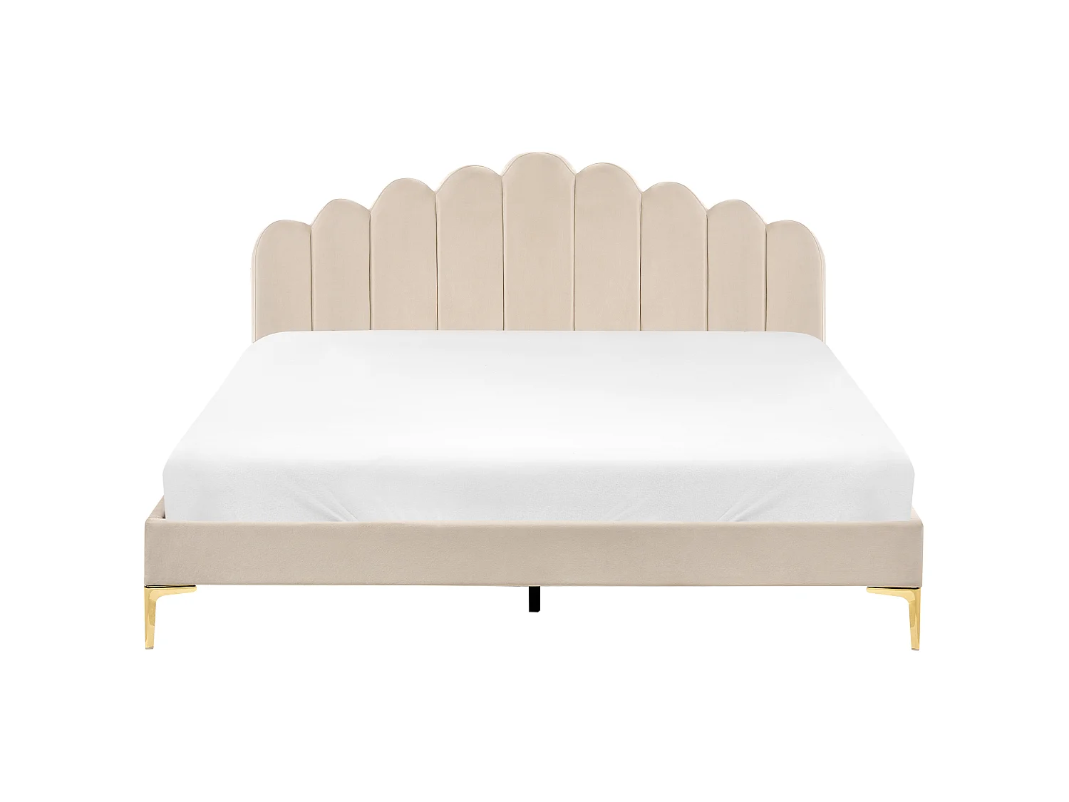 Lit avec sommier Velours SAUVIAN 180 x 200 cm Beige
