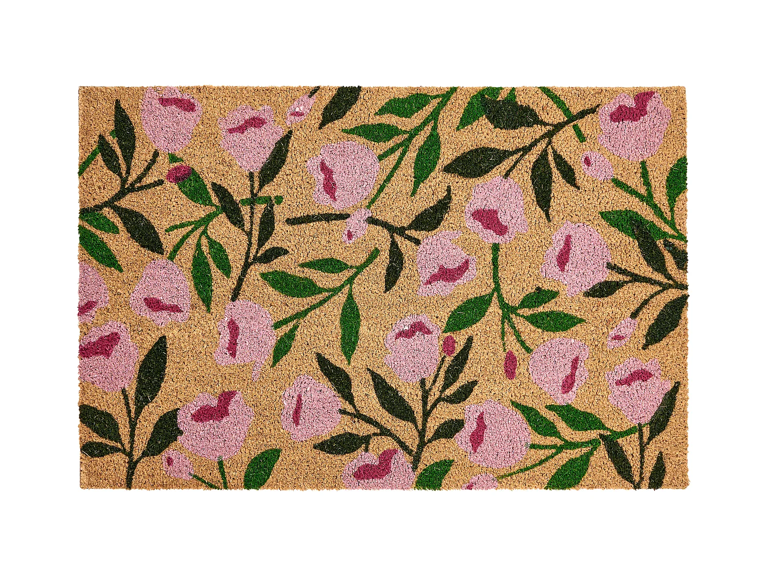 Paillasson MANGUAO Naturel 60 x 90 cm Fleur Fibre de coco