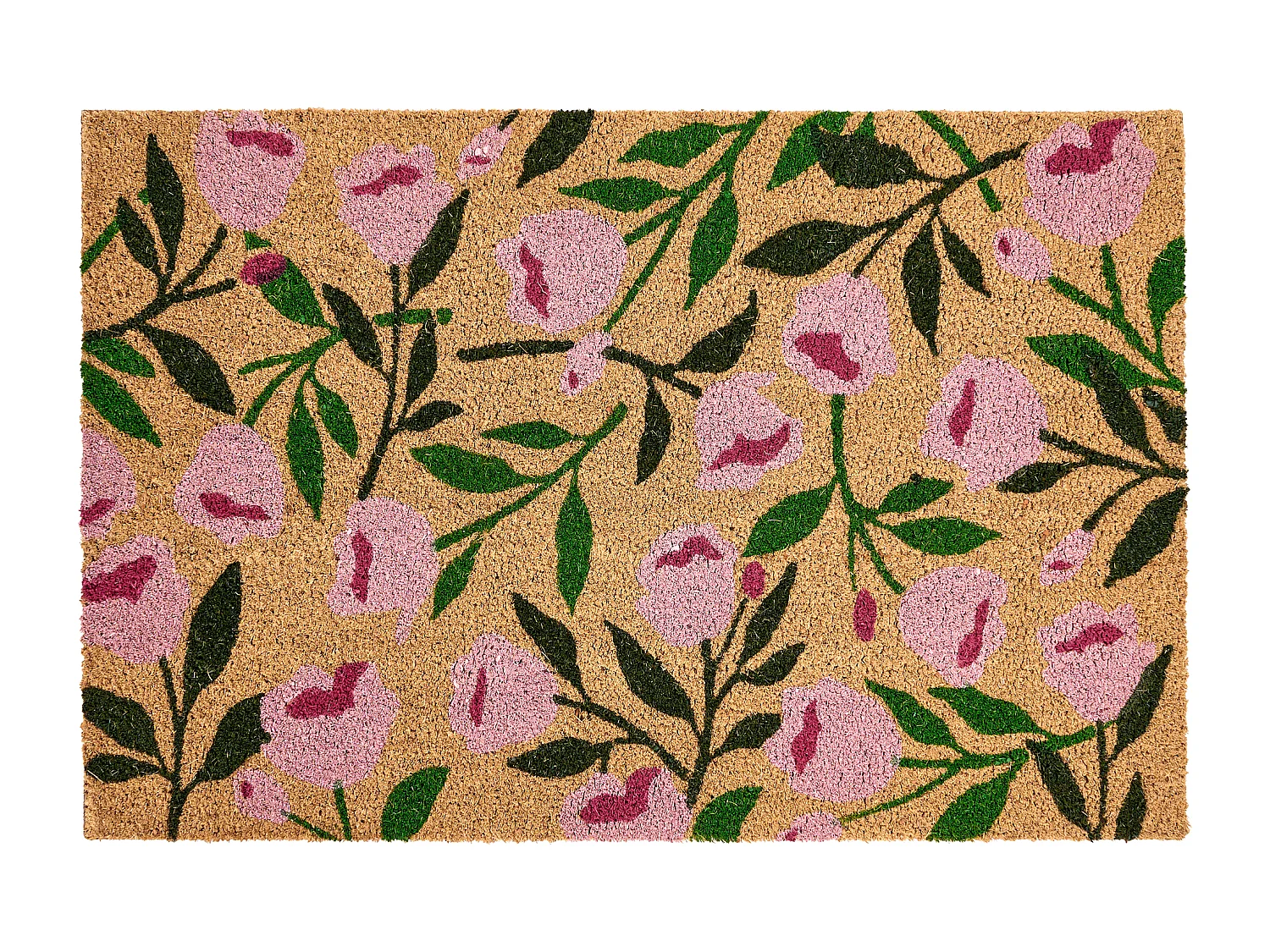 Paillasson MANGUAO Naturel 60 x 90 cm Fleur Fibre de coco