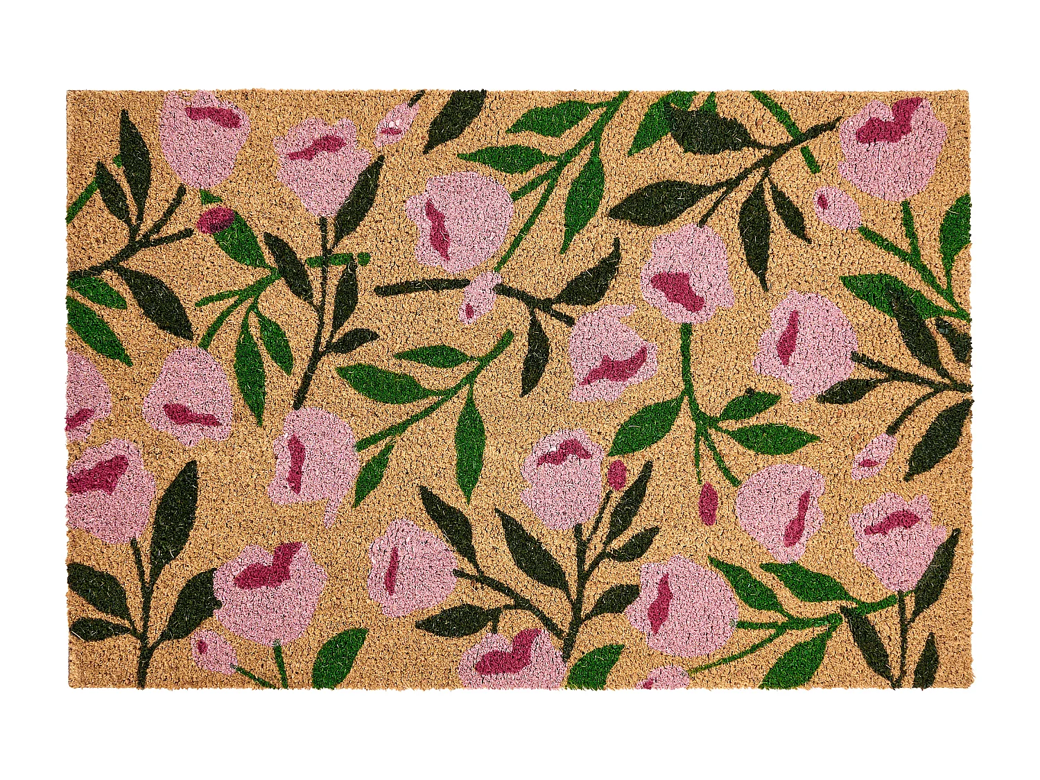 Paillasson MANGUAO Naturel 60 x 90 cm Fleur Fibre de coco