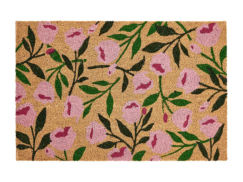 Paillasson MANGUAO Naturel 60 x 90 cm Fleur Fibre de coco