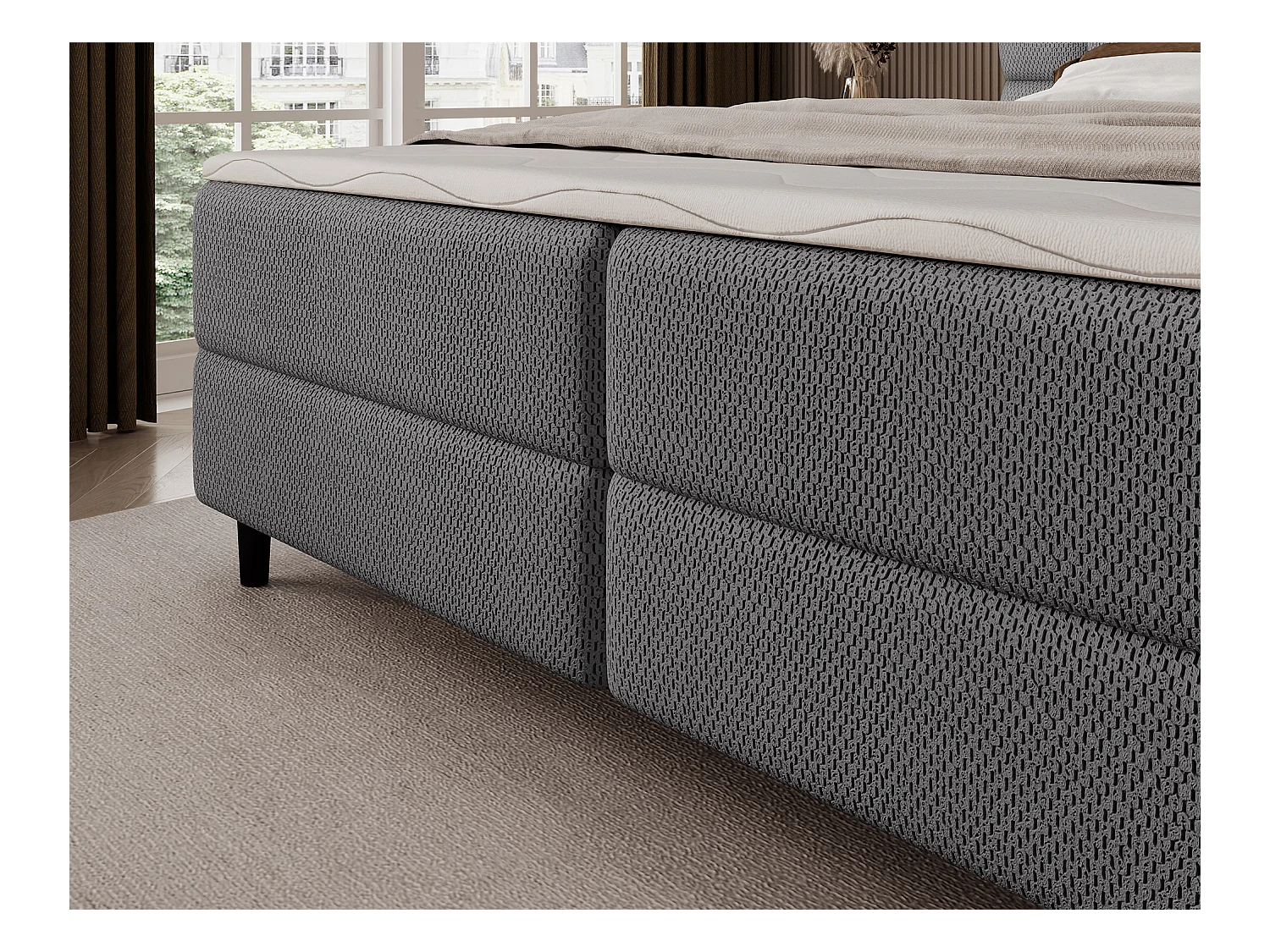 Sommier tapissier Bernex/sommier tapissier/matelas et surmatelas/housse en tissu/Gris