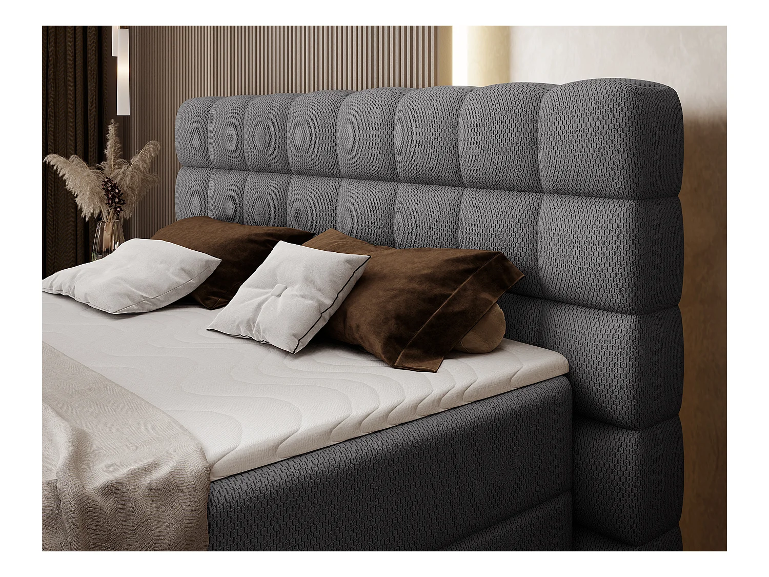 Sommier tapissier Bernex/sommier tapissier/matelas et surmatelas/housse en tissu/Gris