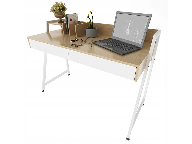 Biurko komputerowe młodzieżowe nowoczesne loft premium 124 cm z półkami