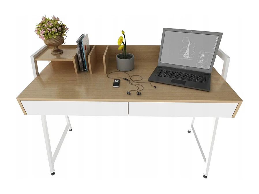 Biurko komputerowe młodzieżowe nowoczesne loft premium 124 cm z półkami