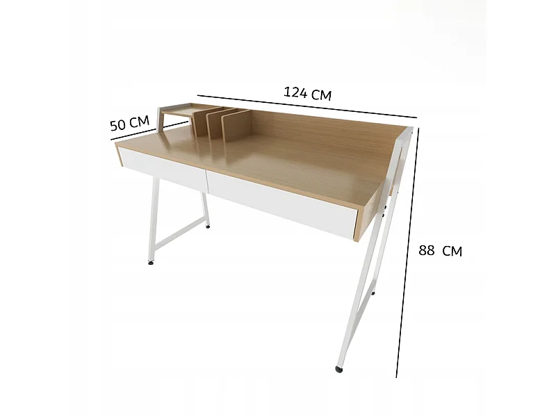 Biurko komputerowe młodzieżowe nowoczesne loft premium 124 cm z półkami