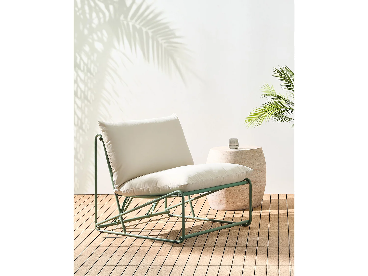 Chaise de jardin avec coussin PICO Métal Vert