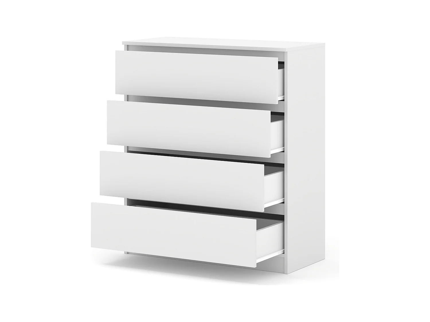 Commode MAJA 90 cm – 4 tiroirs – blanc mat – armoire spacieuse pour salon ou chambre