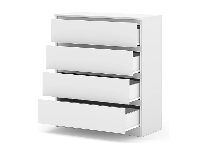 Commode MAJA 90 cm – 4 lades – mat wit – ruime kast voor woonkamer of slaapkamer