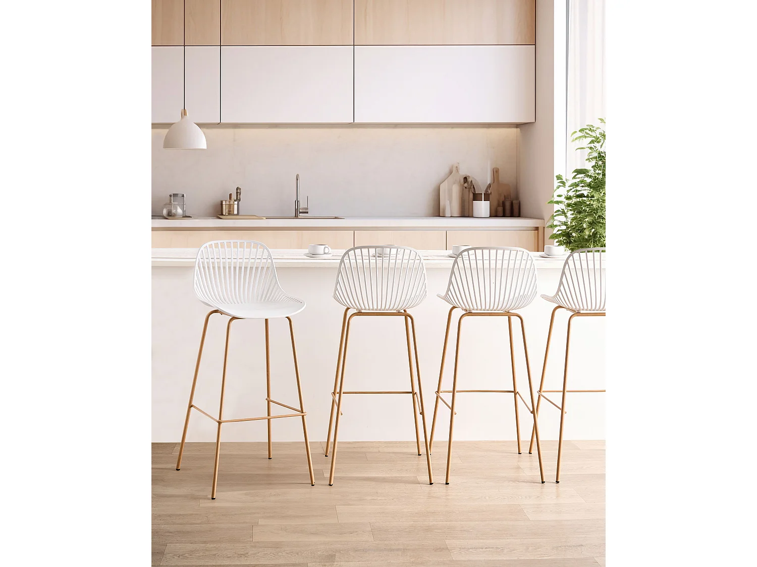 Lot de 4 chaises de bar KLEVE Blanc