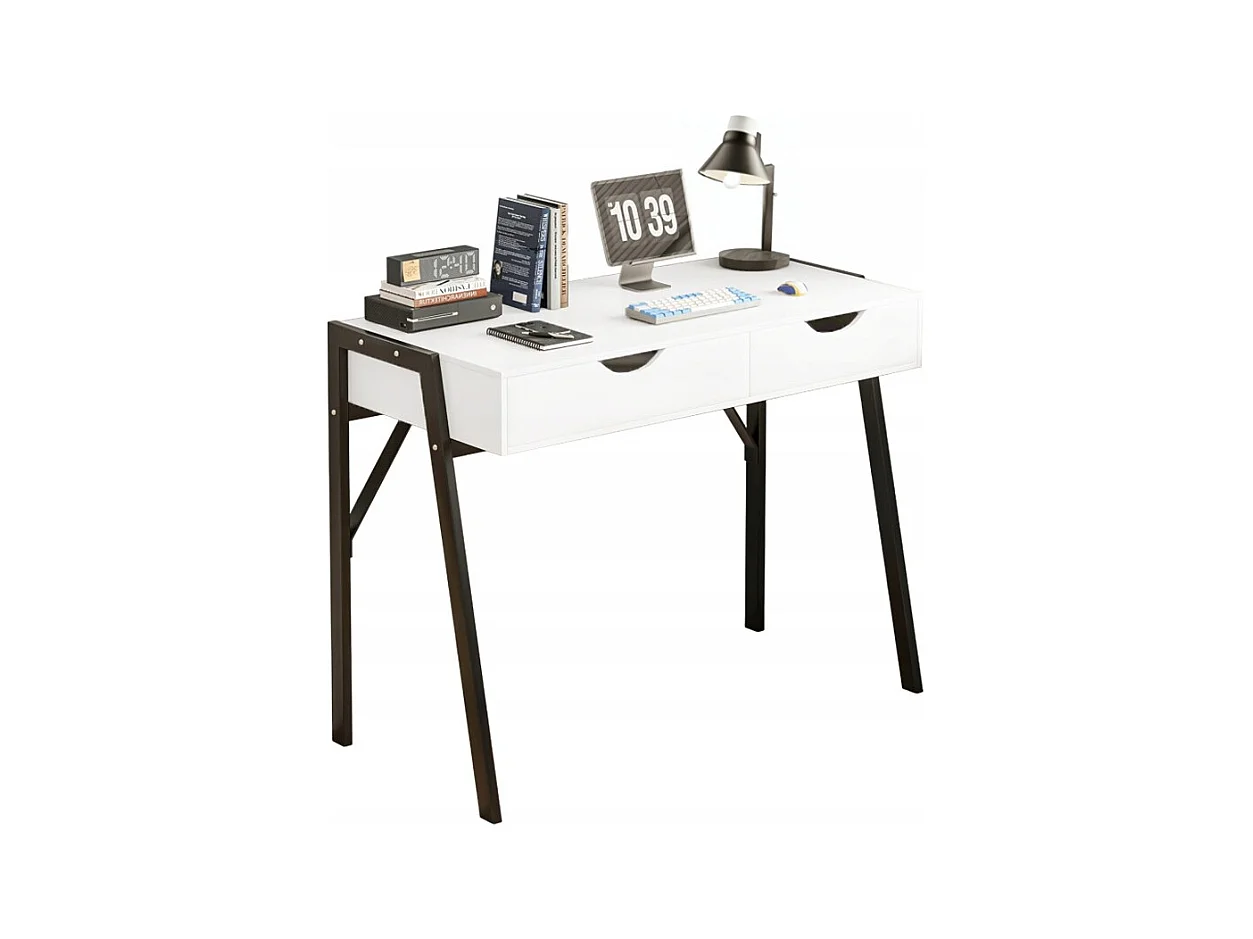 MODERNO SCRIVANIA CON CASSETTI LOFT BIANCO SU GAMBE NERE PREMIUM 80 CM