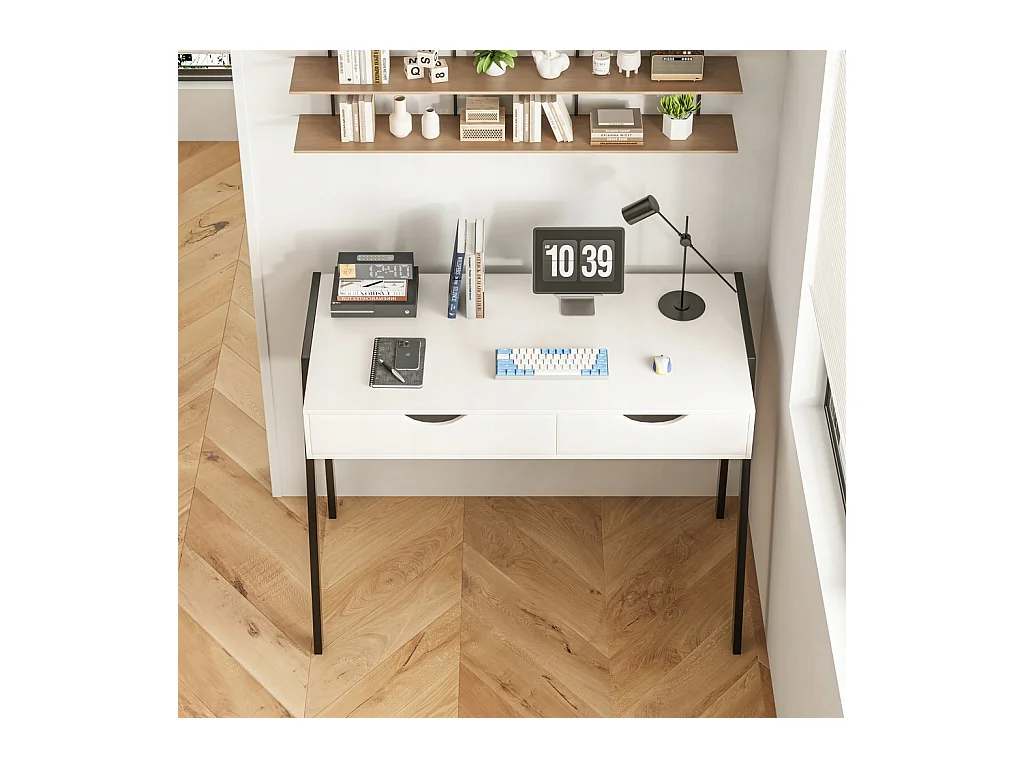 MODERNO SCRIVANIA CON CASSETTI LOFT BIANCO SU GAMBE NERE PREMIUM 80 CM