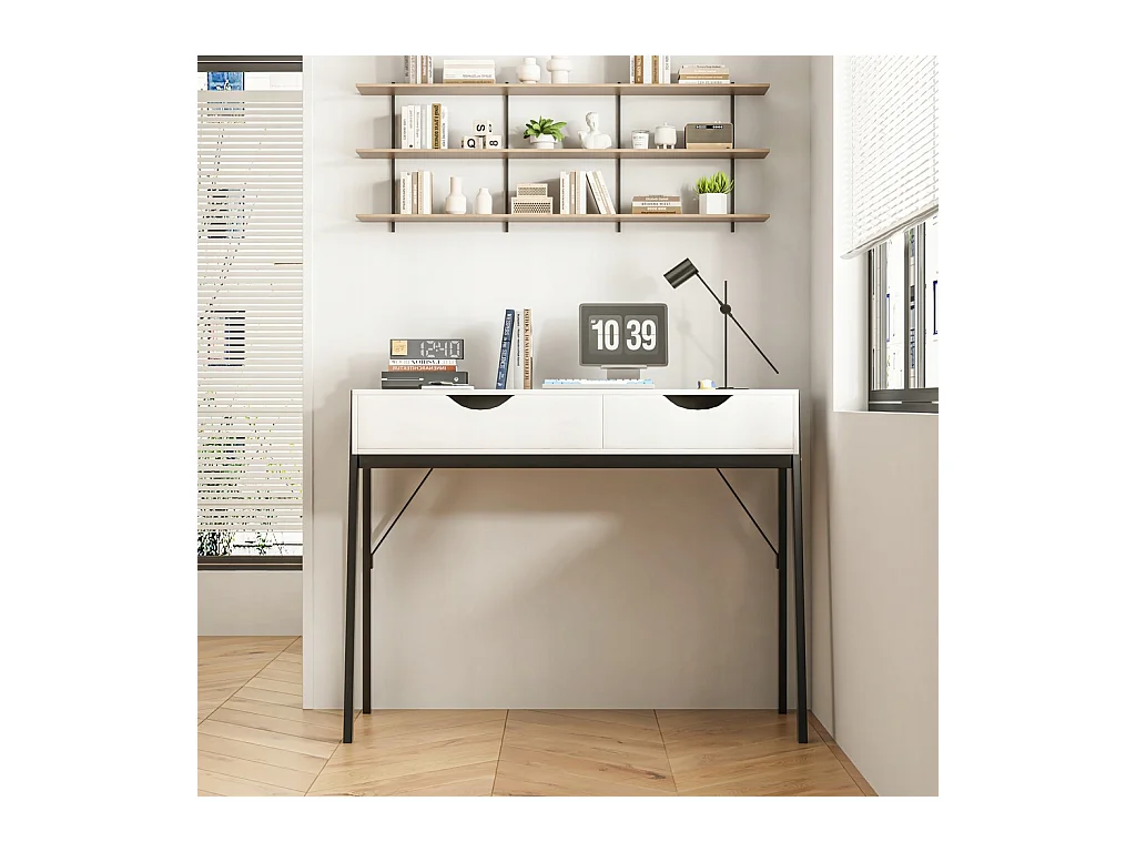 MODERNO SCRIVANIA CON CASSETTI LOFT BIANCO SU GAMBE NERE PREMIUM 80 CM